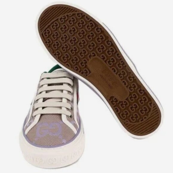 Gucci Z4403 Womens Beige Lilac Canvas Jumbo GG Tennis 1977 Sneakers - 7 - Picture 4 of 8
